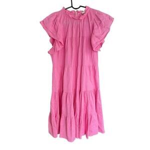 Pinch Dress Tiered Pink Ruffles M Boho Barbiecore Feminine Whimsical Coquette